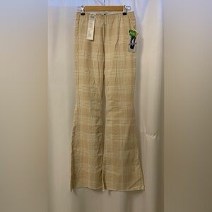 NEW Tinseltown Beige Plaid Hi Rise Pull on Flare Raw Hem Women’s/Juniors Size 7